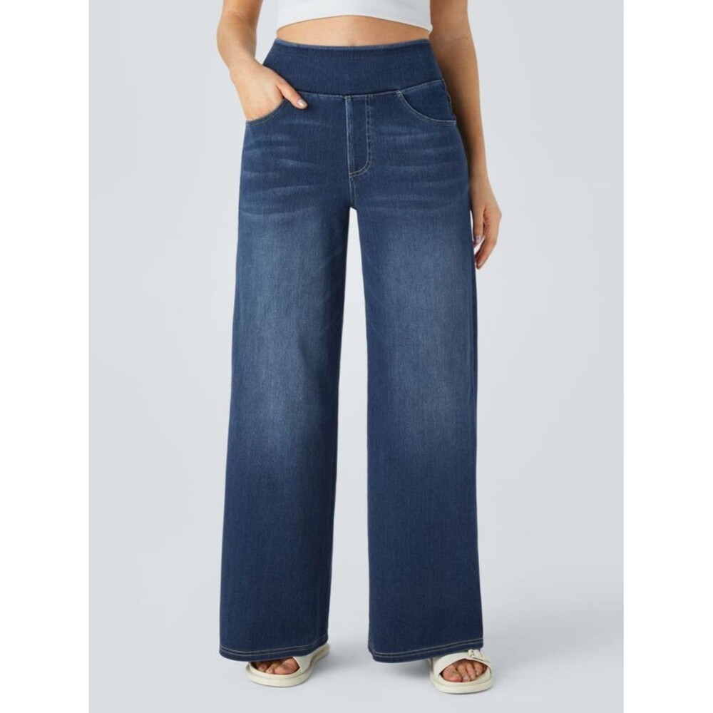 Halara Flex™ High Waisted Pockets Baggy Wide Leg Washed Casual